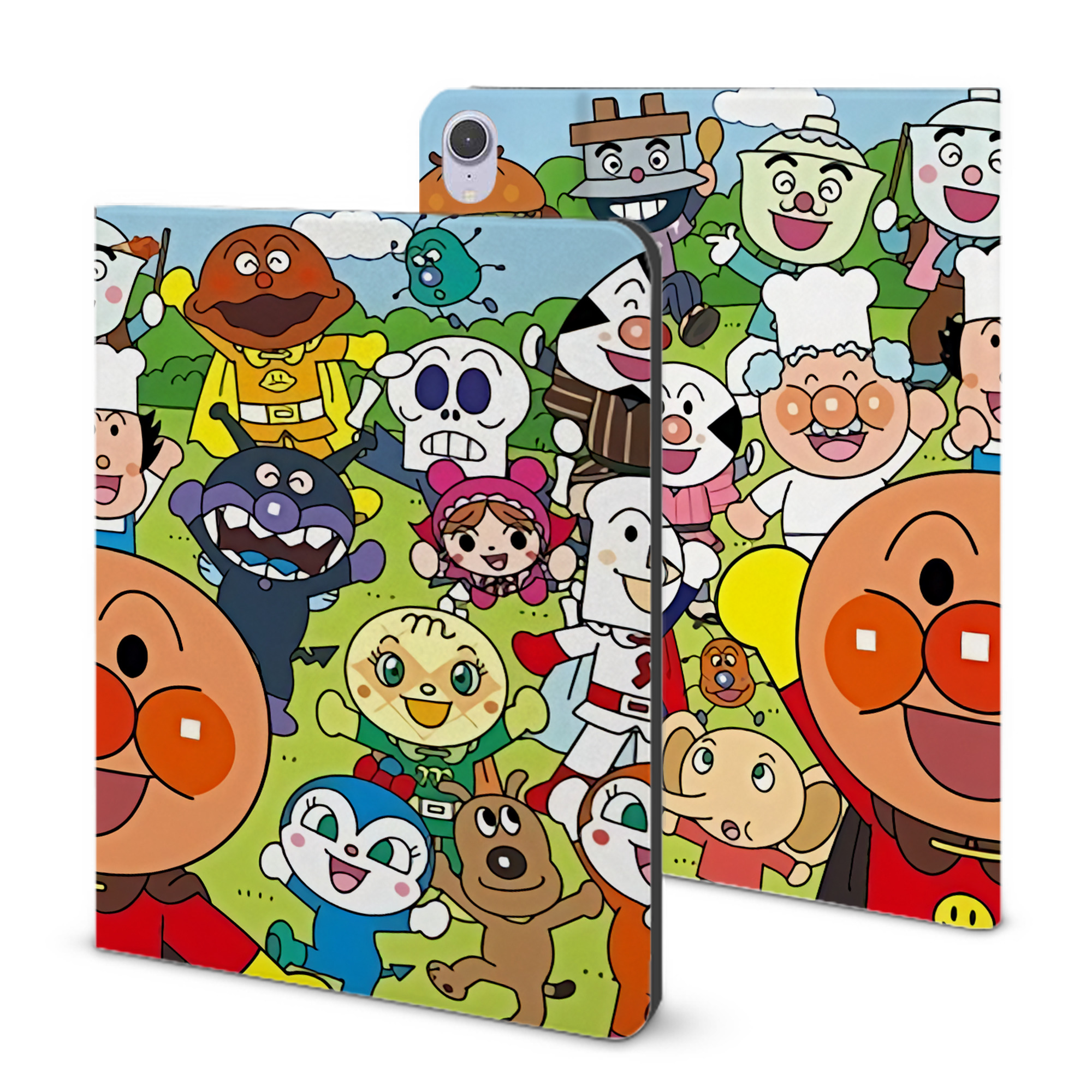 （画像用） アンパンマン Anpanman IPad ケース ブック型 PUレザー TPU 耐衝撃 軽量 薄型 ペン収納なし 全面保護 IPad 各モデル対応